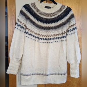 J. Crew Fair Isle Puff-Sleeve Sweater Women’s Size S Wool Alpaca Blend Oversized